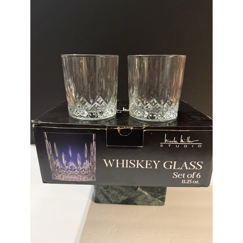 Nicole Miller Studio Whiskey Glasses Set of 6 | 11.25 oz | NIB